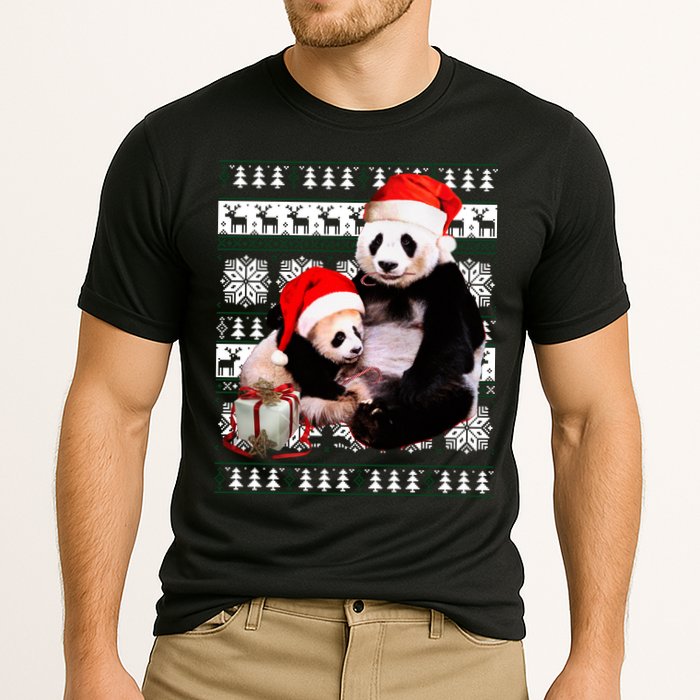 Ugly Christmas Sweater Panda Bears Cooling Performance Crew T-Shirt