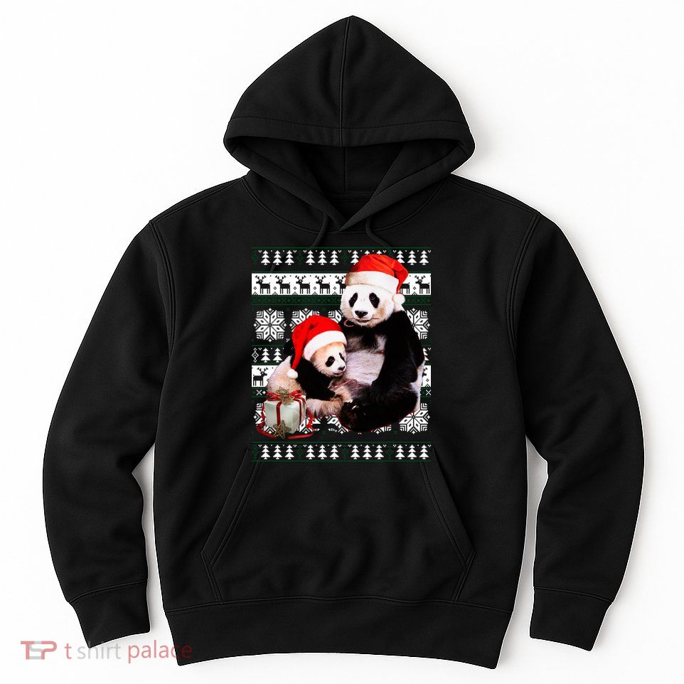 Ugly Christmas Sweater Panda Bears Hoodie