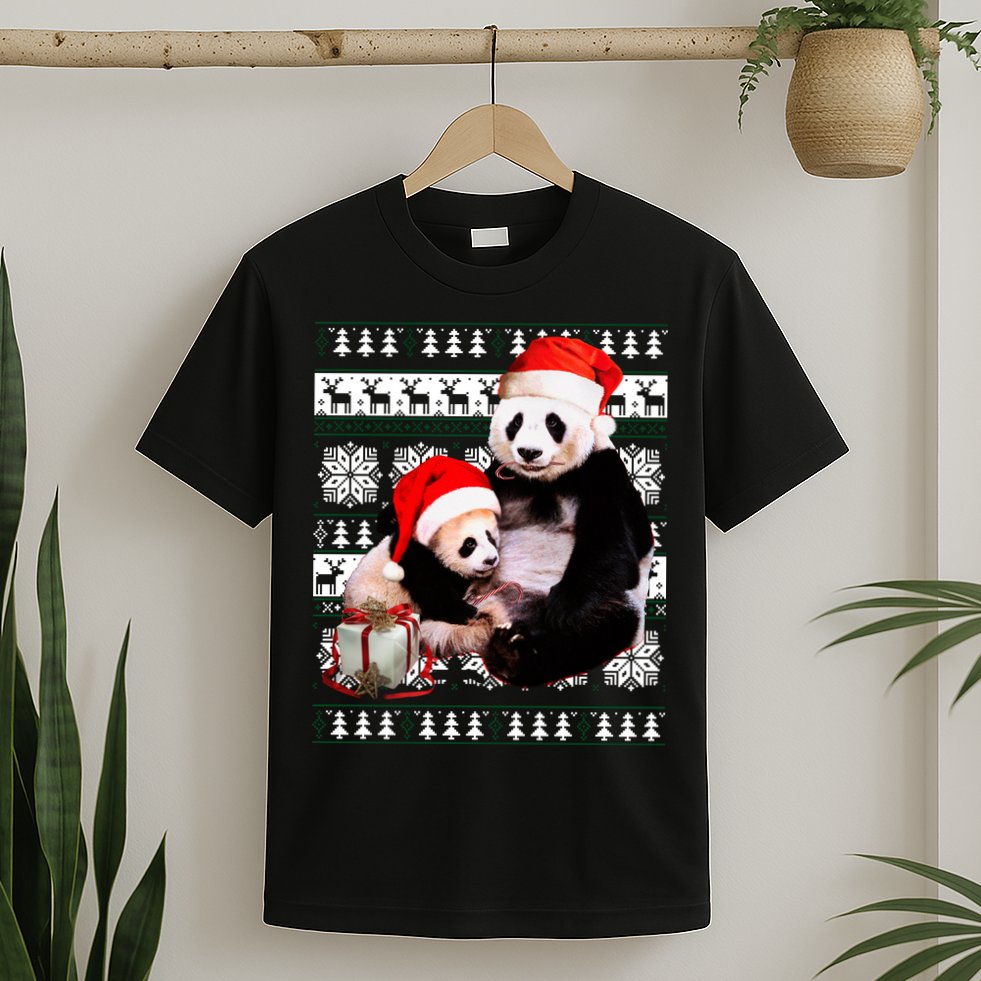 Ugly Christmas Sweater Panda Bears T-Shirt