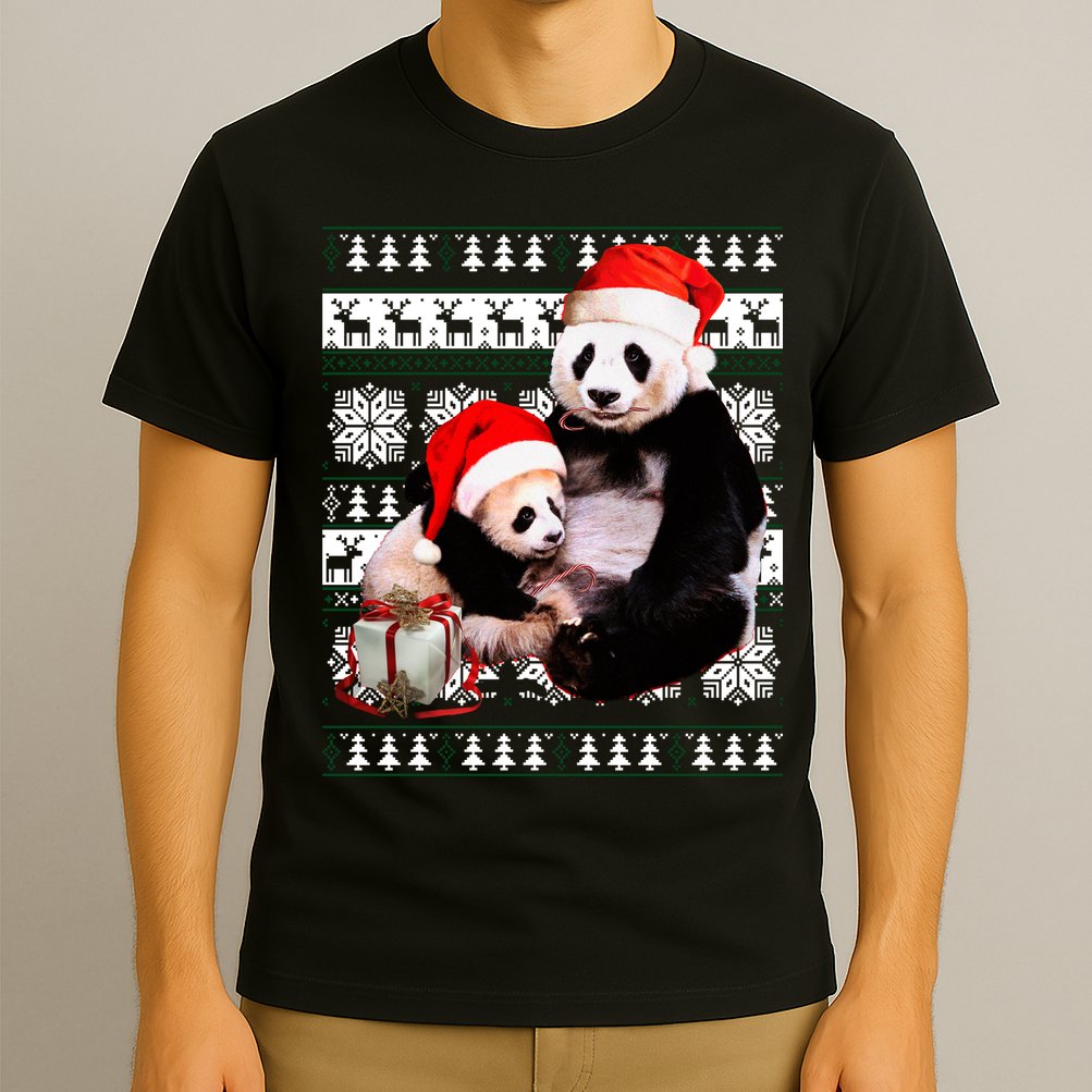 Ugly Christmas Sweater Panda Bears T-Shirt