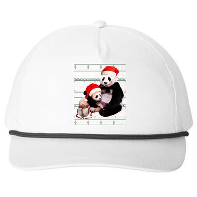 Ugly Christmas Sweater Panda Bears Snapback Five-Panel Rope Hat