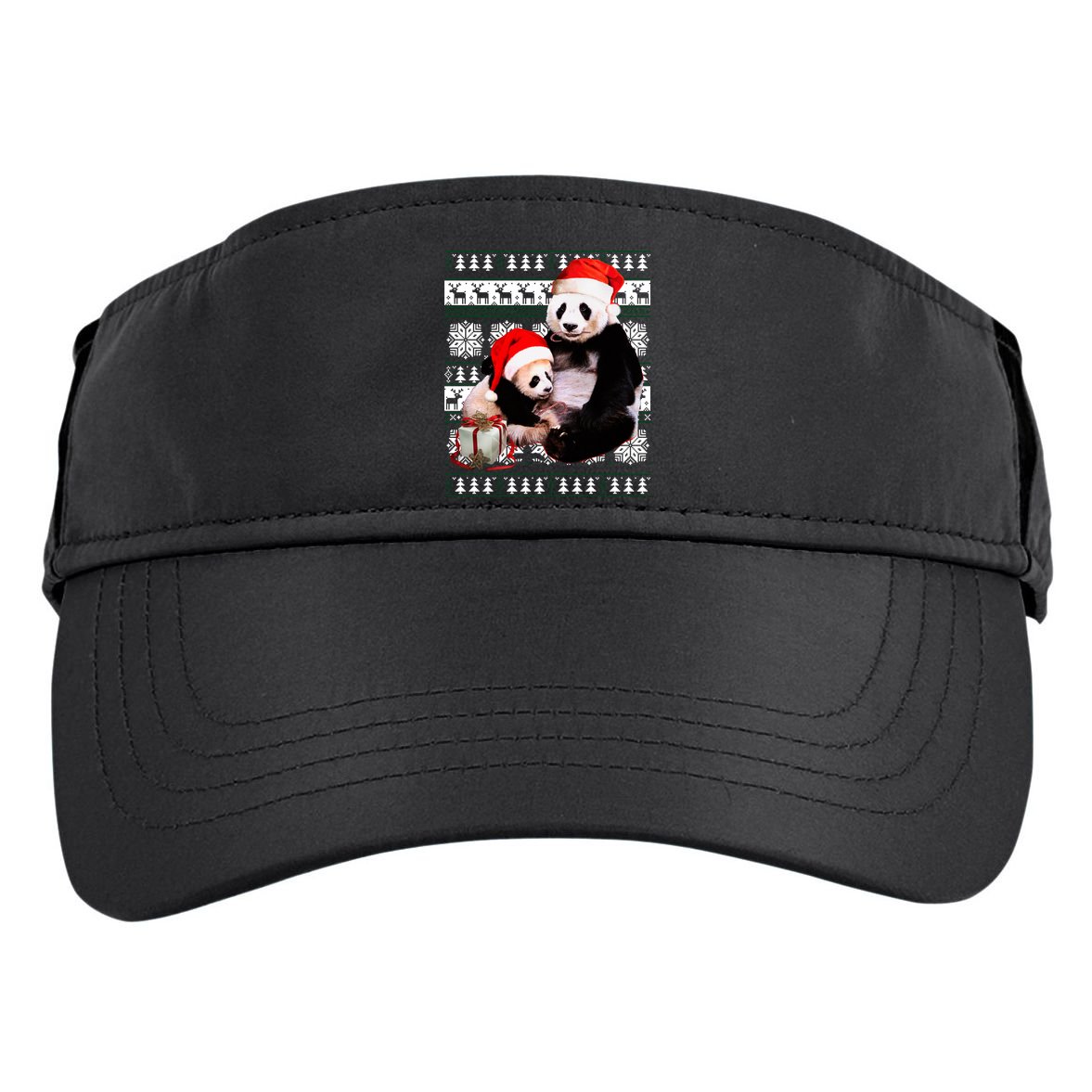 Ugly Christmas Sweater Panda Bears Adult Drive Performance Visor