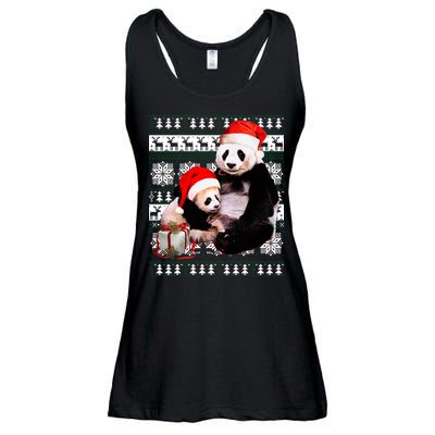 Ugly Christmas Sweater Panda Bears Ladies Essential Flowy Tank