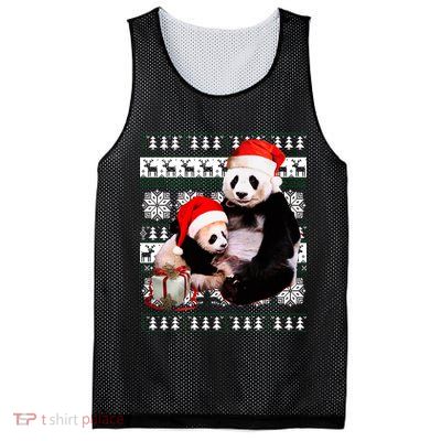 Ugly Christmas Sweater Panda Bears Mesh Reversible Basketball Jersey Tank