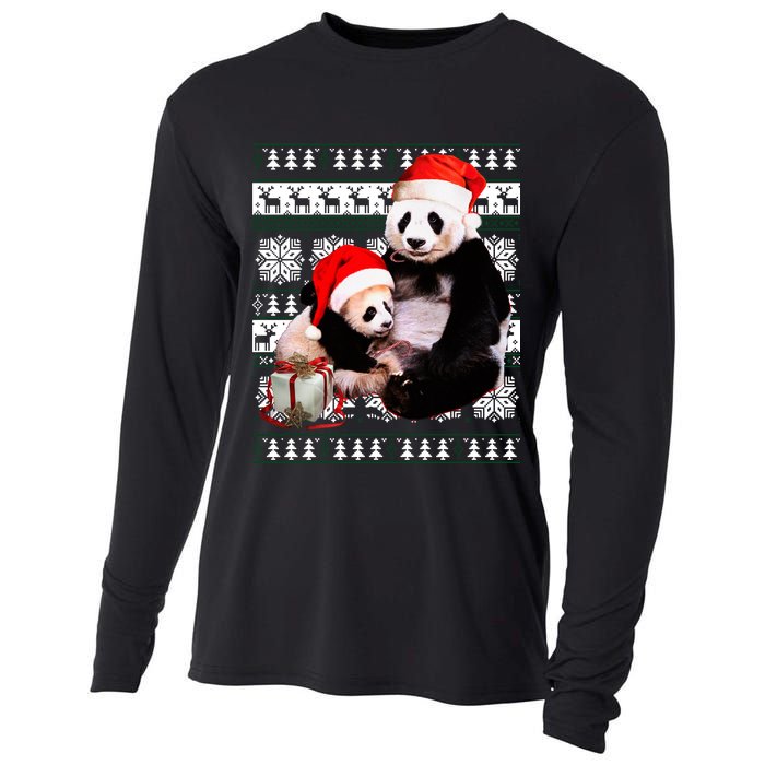 Ugly Christmas Sweater Panda Bears Cooling Performance Long Sleeve Crew