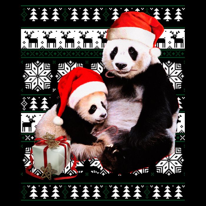 Ugly Christmas Sweater Panda Bears Cooling Performance Long Sleeve Crew