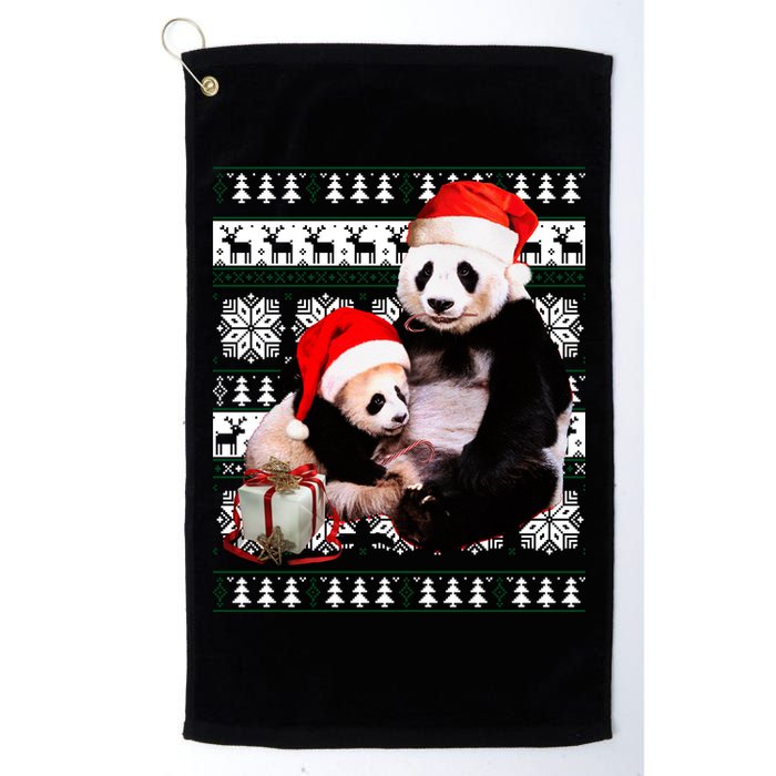 Ugly Christmas Sweater Panda Bears Golf Towel