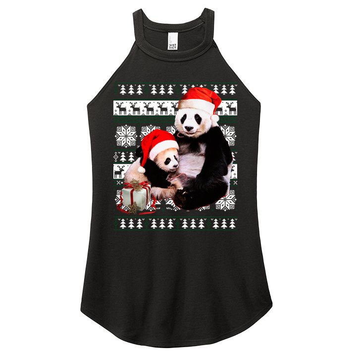 Ugly Christmas Sweater Panda Bears Women's Perfect Tri Rocker Tank