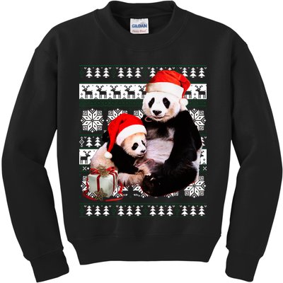 Ugly Christmas Sweater Panda Bears Kids Sweatshirt
