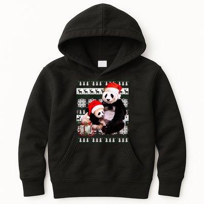 Ugly Christmas Sweater Panda Bears Kids Hoodie
