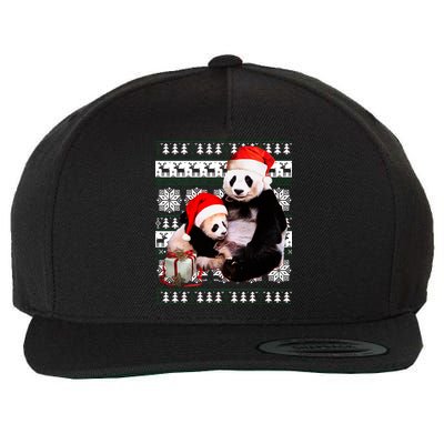 Ugly Christmas Sweater Panda Bears Wool Snapback Cap