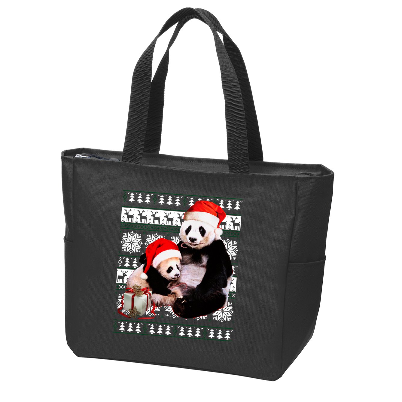 Ugly Christmas Sweater Panda Bears Zip Tote Bag