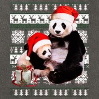 Ugly Christmas Sweater Panda Bears Cotton Canvas Backpack