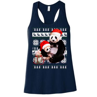 Ugly Christmas Sweater Panda Bears Women's Racerback Tank