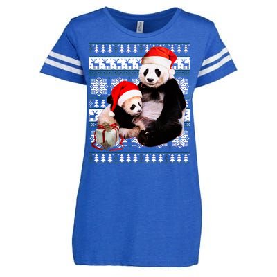 Ugly Christmas Sweater Panda Bears Enza Ladies Jersey Football T-Shirt