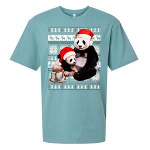 Ugly Christmas Sweater Panda Bears Sueded Cloud Jersey T-Shirt