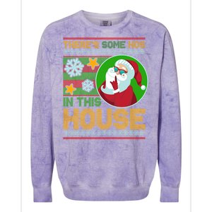 Ugly Christmas Sweater Santa Claus Hos In This House Colorblast Crewneck Sweatshirt