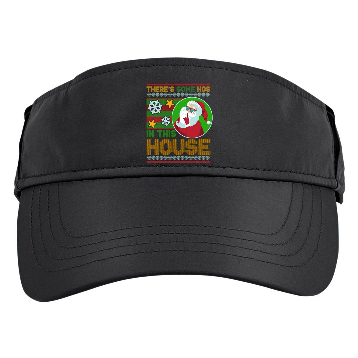 Ugly Christmas Sweater Santa Claus Hos In This House Adult Drive Performance Visor