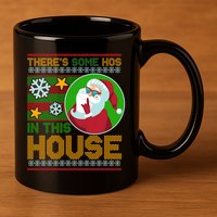 Ugly Christmas Sweater Santa Claus Hos In This House 11oz C Handle Ceramic Mug