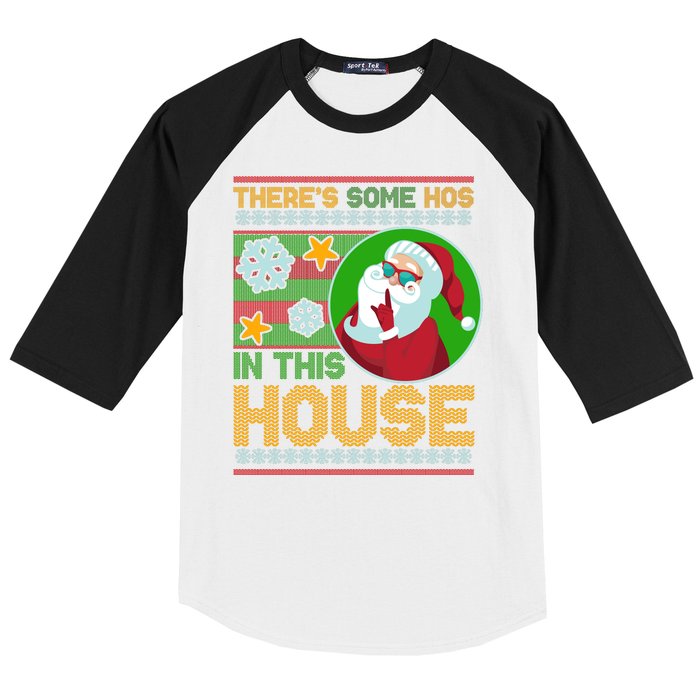 Ugly Christmas Sweater Santa Claus Hos In This House Baseball Sleeve Shirt