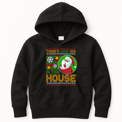 Ugly Christmas Sweater Santa Claus Hos In This House Kids Hoodie