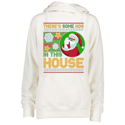 Ugly Christmas Sweater Santa Claus Hos In This House Womens Funnel Neck Pullover Hood