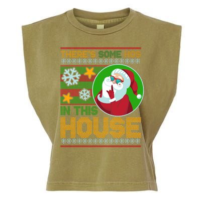 Ugly Christmas Sweater Santa Claus Hos In This House Garment-Dyed Women's Muscle Tee