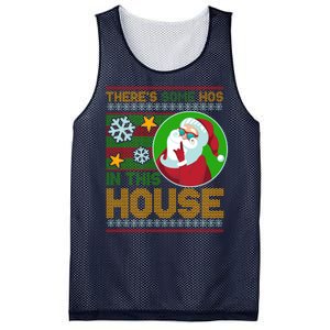 Ugly Christmas Sweater Santa Claus Hos In This House Mesh Reversible Basketball Jersey Tank