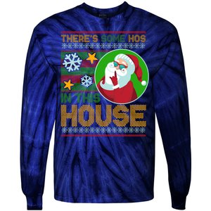 Ugly Christmas Sweater Santa Claus Hos In This House Tie-Dye Long Sleeve Shirt