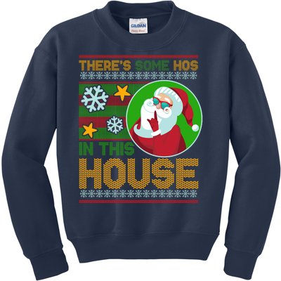 Ugly Christmas Sweater Santa Claus Hos In This House Kids Sweatshirt