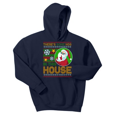 Ugly Christmas Sweater Santa Claus Hos In This House Kids Hoodie