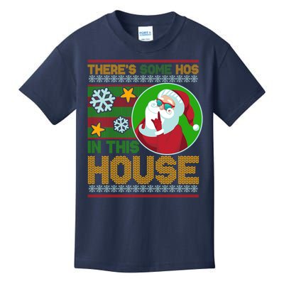 Ugly Christmas Sweater Santa Claus Hos In This House Kids T-Shirt