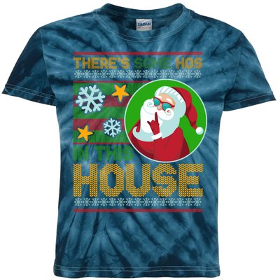 Ugly Christmas Sweater Santa Claus Hos In This House Kids Tie-Dye T-Shirt