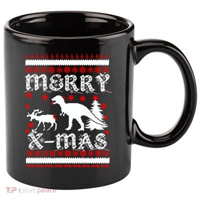 Ugly Christmas Sweater T-Rex Ate Reindeer 11oz C Handle Ceramic Mug