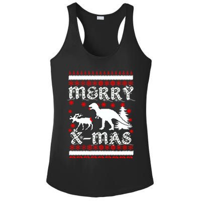 Ugly Christmas Sweater T-Rex Ate Reindeer Ladies PosiCharge Competitor Racerback Tank