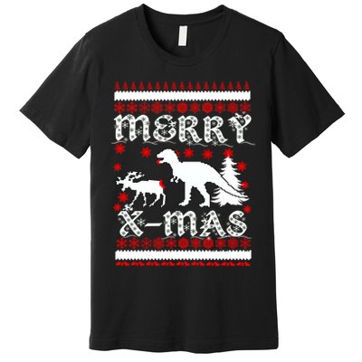 Ugly Christmas Sweater T-Rex Ate Reindeer Premium T-Shirt