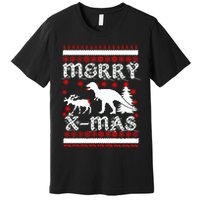 Ugly Christmas Sweater T-Rex Ate Reindeer Premium T-Shirt