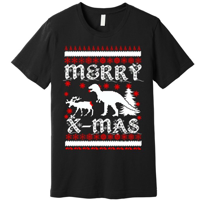 Ugly Christmas Sweater T-Rex Ate Reindeer Premium T-Shirt