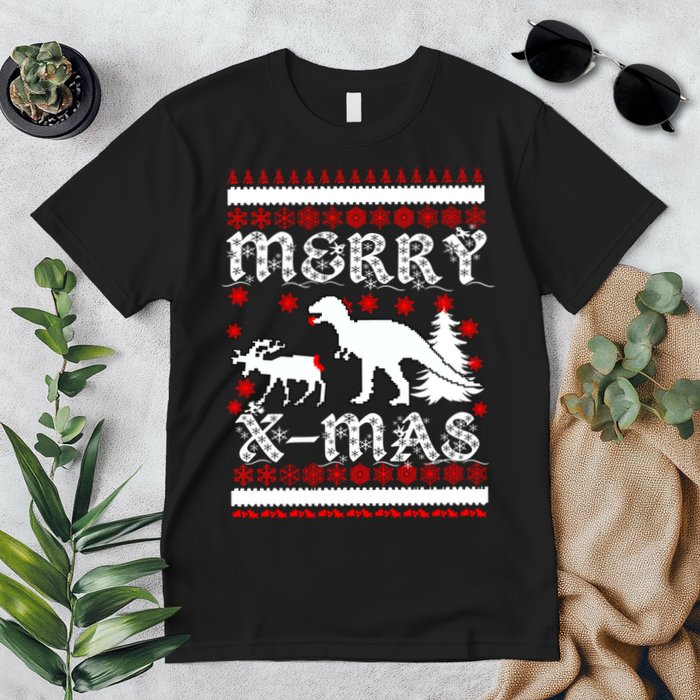 Ugly Christmas Sweater T-Rex Ate Reindeer Premium T-Shirt