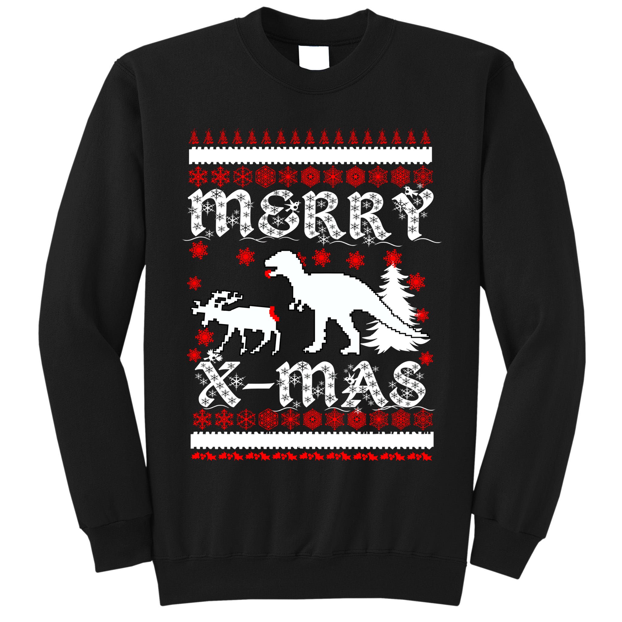 Ugly Christmas Sweater T-Rex Ate Reindeer Tall Sweatshirt