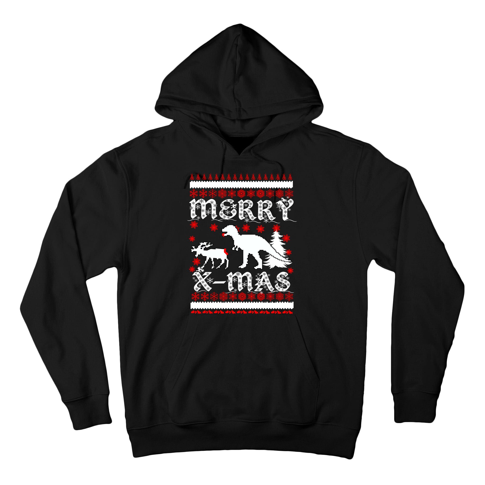 Ugly Christmas Sweater T-Rex Ate Reindeer Tall Hoodie