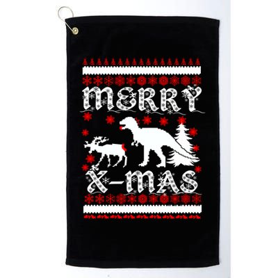Ugly Christmas Sweater T-Rex Ate Reindeer Golf Towel