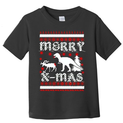 Ugly Christmas Sweater T-Rex Ate Reindeer Toddler T-Shirt