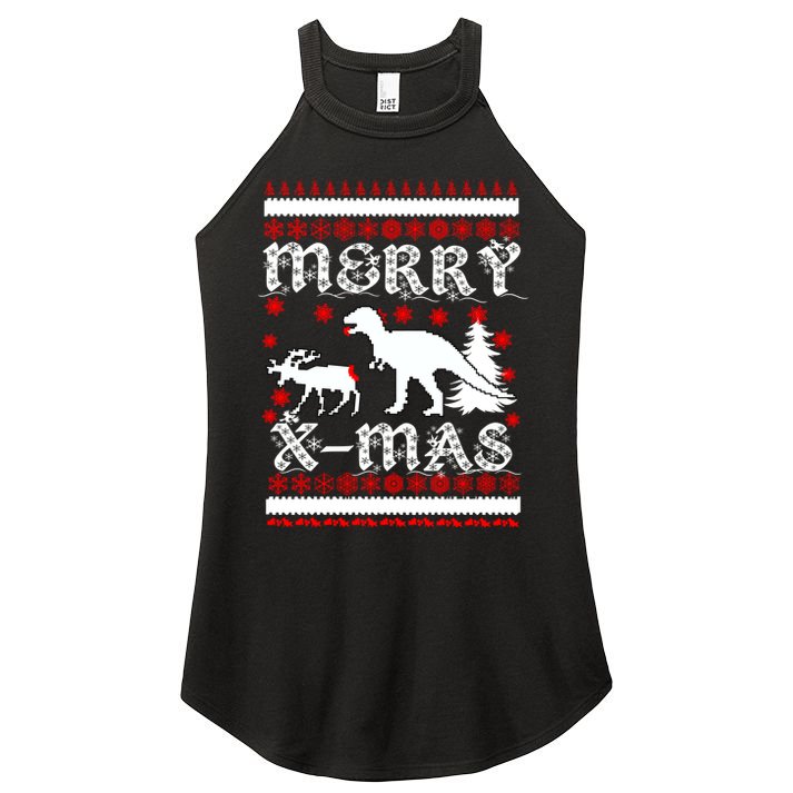 Ugly Christmas Sweater T-Rex Ate Reindeer Women's Perfect Tri Rocker Tank