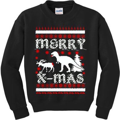 Ugly Christmas Sweater T-Rex Ate Reindeer Kids Sweatshirt