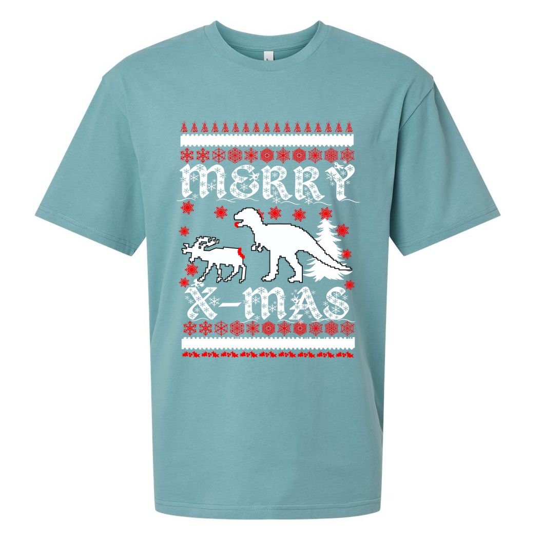 Ugly Christmas Sweater T-Rex Ate Reindeer Sueded Cloud Jersey T-Shirt