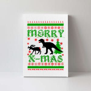 Ugly Christmas Sweater T-Rex Ate Reindeer Canvas