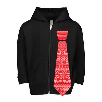 Ugly Christmas Sweater Tie Toddler Zip Fleece Hoodie