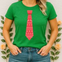 Ugly Christmas Sweater Tie Womens T-Shirt