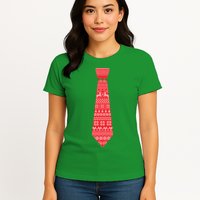 Ugly Christmas Sweater Tie Womens T-Shirt